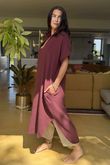 Made in Italy Paulo Pillow Cotton Shirt Dress Deep Burgundy